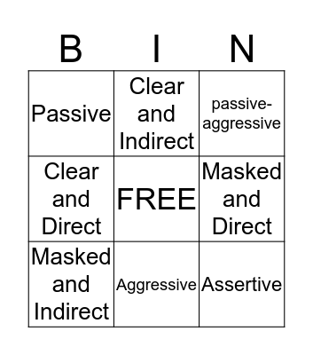 Communication Styles Bingo Card