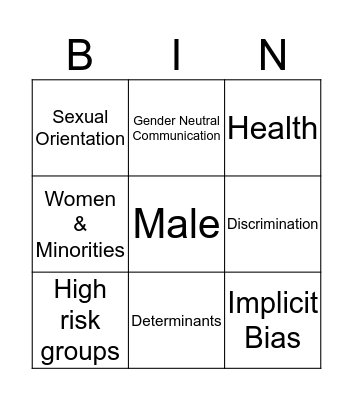 LGBQT+ BINGO Card