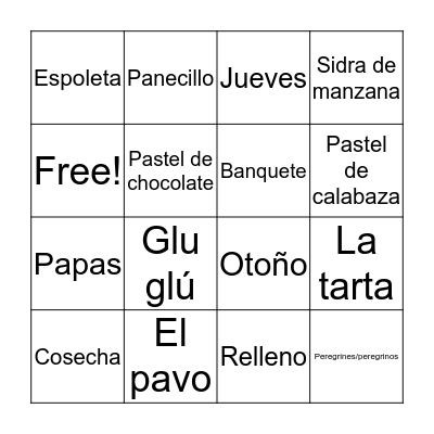 Thanksgiving Bingo Card