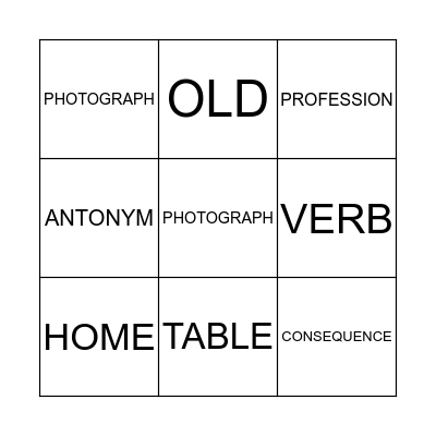 VOCABULARY BINGO Card