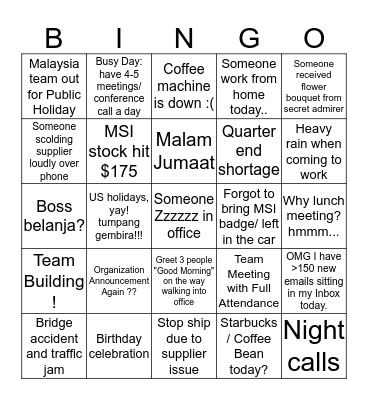 BINGO! Bingo Card