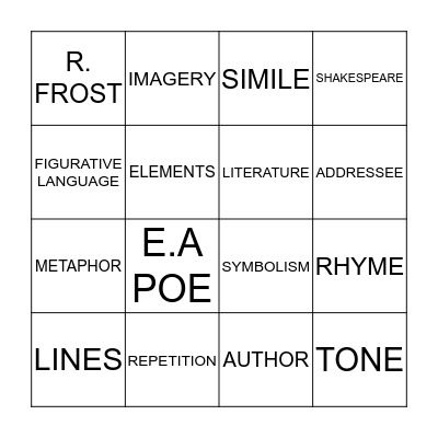 POETIC BINGO Card