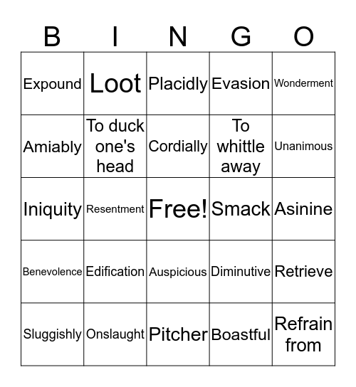 To Kill a Mocking Bird Bingo Card