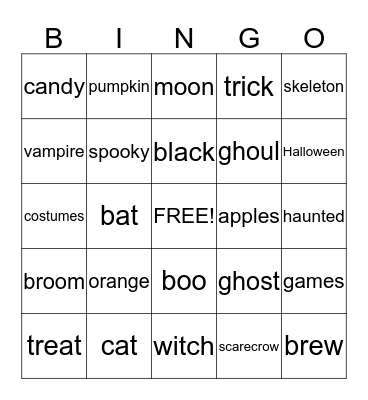 Mrs. Sturm's Class Halloween Bingo Card