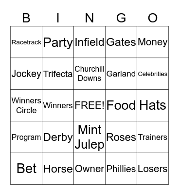 Derby 2014 Bingo Card