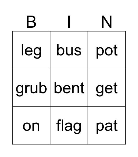 Week 18-11-19 Bingo Card