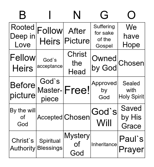 OUR RELATIONSHIP WITH GOD Bingo Card
