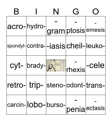 Medical Terminology 3 and 4 Bingo Card