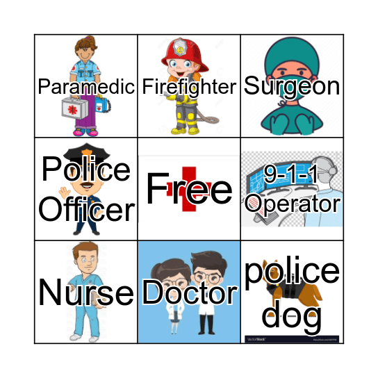 Emergency Workers Bingo Card