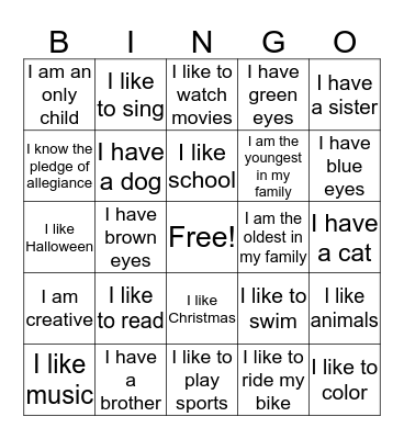 Ice Breaker Bingo Card