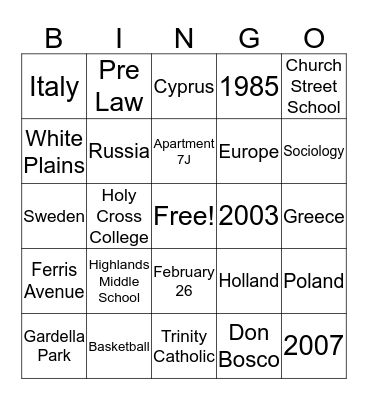 GoTorey Bingo Card