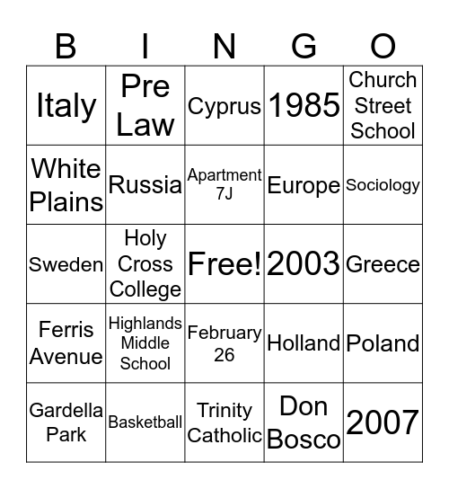 GoTorey Bingo Card