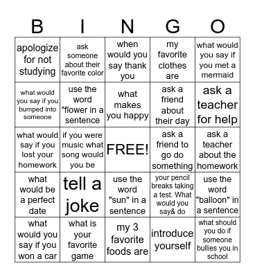 ICEBREAKERS Bingo Card