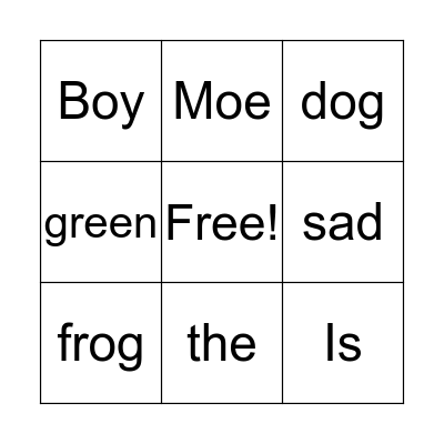 Moe Words Bingo Card