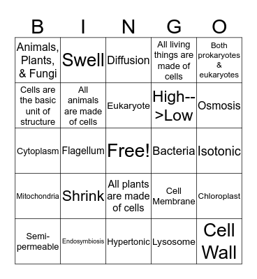 THE CELL  Bingo Card