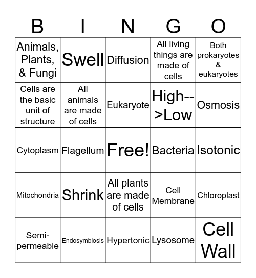 THE CELL  Bingo Card