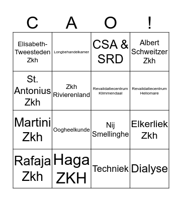 Goede zorg = goede CAO Bingo Card