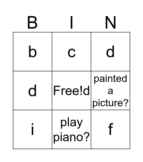 have you ever? Bingo Card