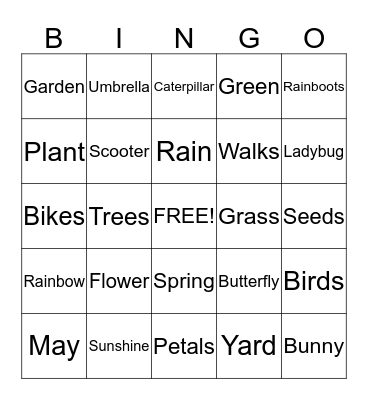SPRINGTIME BINGO Card