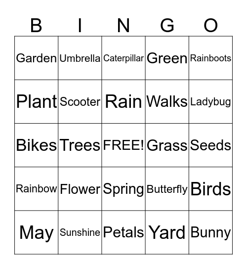 SPRINGTIME BINGO Card