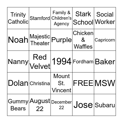 Samantha's Cheers to 25 Years Bingo Card