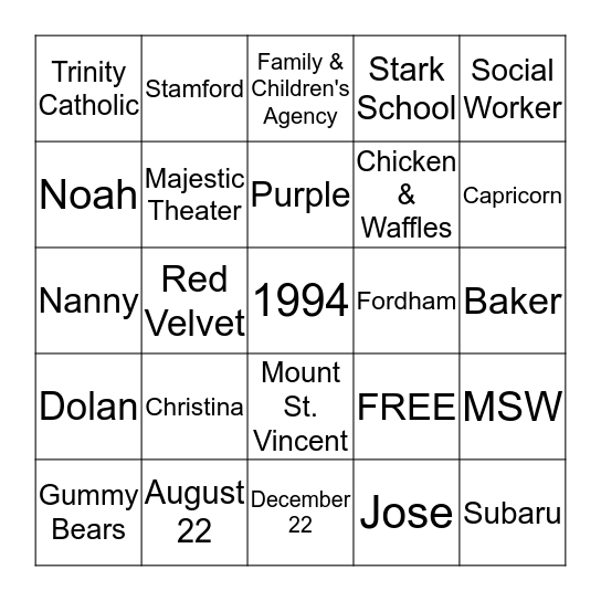 Samantha's Cheers to 25 Years Bingo Card
