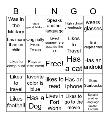 Team Bingo  Bingo Card