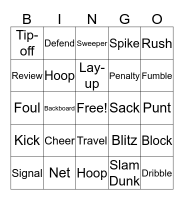 FALL SPORTS Bingo Card