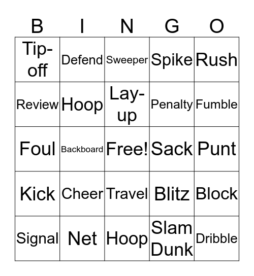 FALL SPORTS Bingo Card