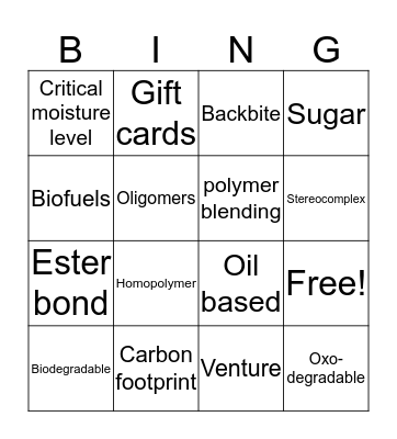 PLA bingo Card