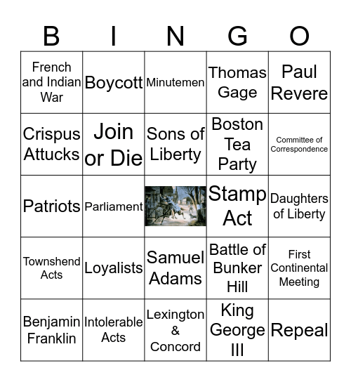 Road to Revolution Bingo Card