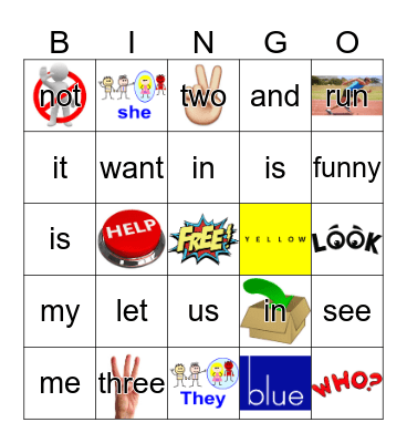 Sight Words Bingo Card