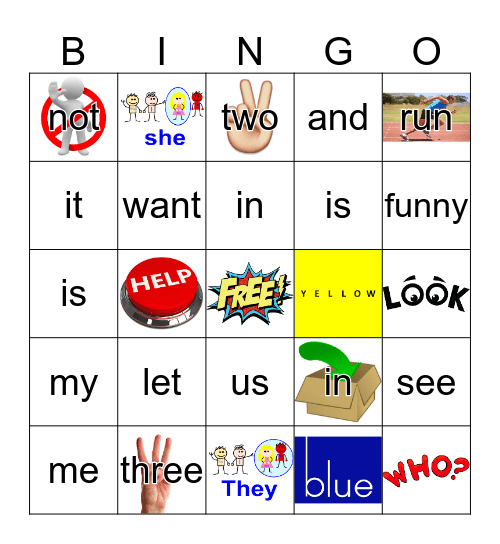 Sight Words Bingo Card