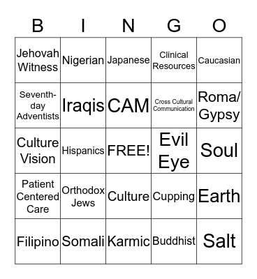 Olympic Culture Bingo Card