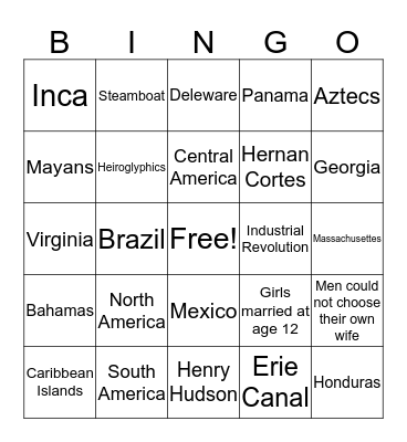 Social Studies Review Bingo Card