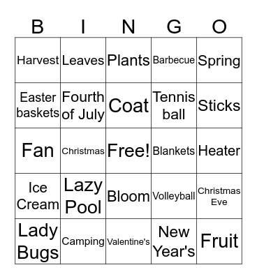 Holiday Seasons of Bingo Card