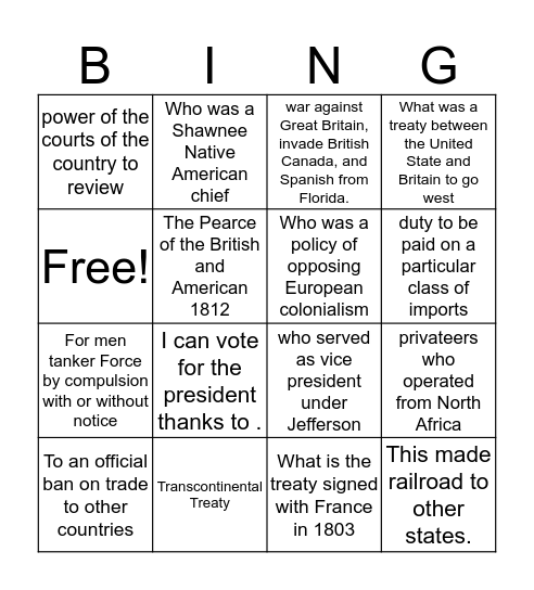 Module 4  Bingo Card