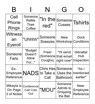 Meeting Bingo Card