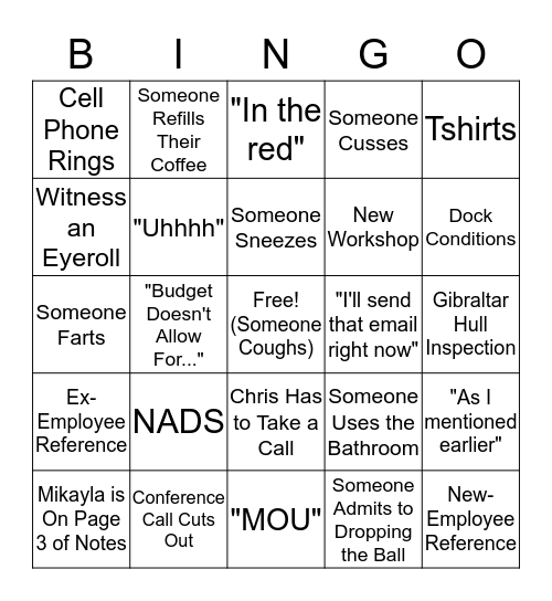 Meeting Bingo Card