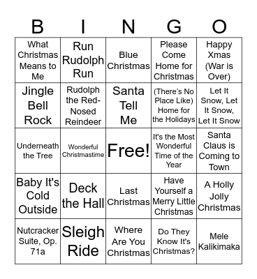 Christmas Singo Bingo Card