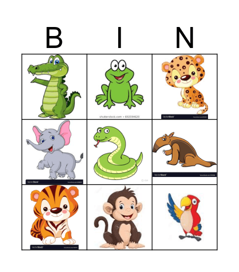 Rainforest Bingo Card