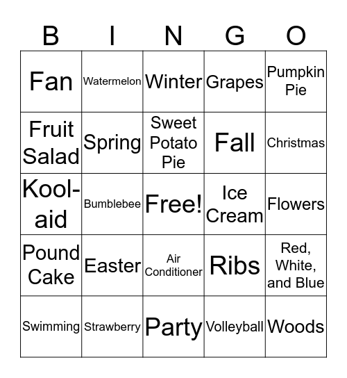 Holiday Seasons of Bingo Card