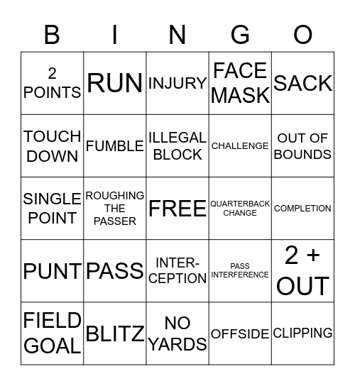 GREY CUP  Bingo Card