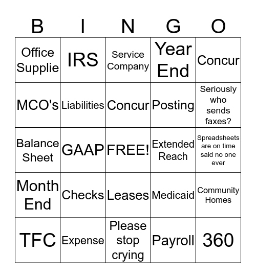 Accounting Bingo Card