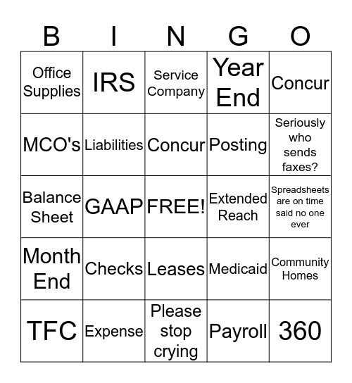 Accounting Bingo Card