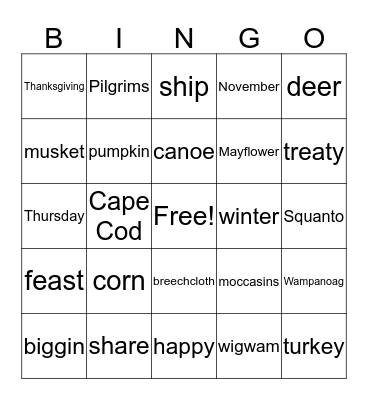 Thanksgiving Bingo Card