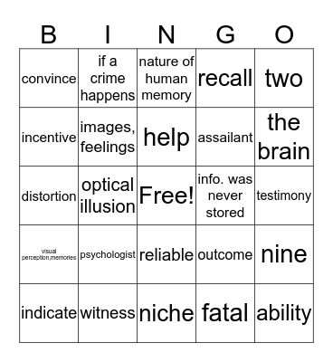 Can We Believe What We See and Magic of the Mind Study Guide Bingo Card