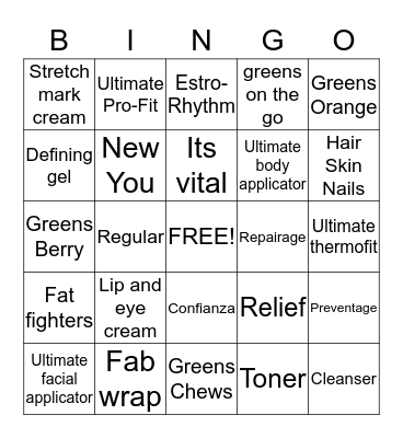 Skinny Wrap Bingo Card