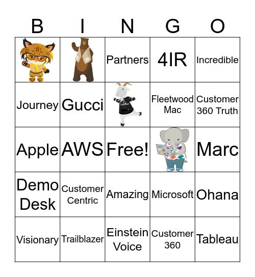 Dreamforce Keynote Bingo Card