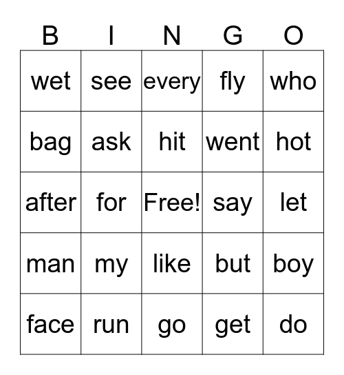 Spelling Bee 1-50 Bingo Card